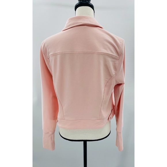 H by Halston Pink " Flyaway" Moto Crop Cotton Spring Collared Jacket, QVC UK, 16 - Picture 3 of 12